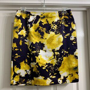 Jones New York Petite Navy Blue and Yellow Pencil Skirt, Size 12P